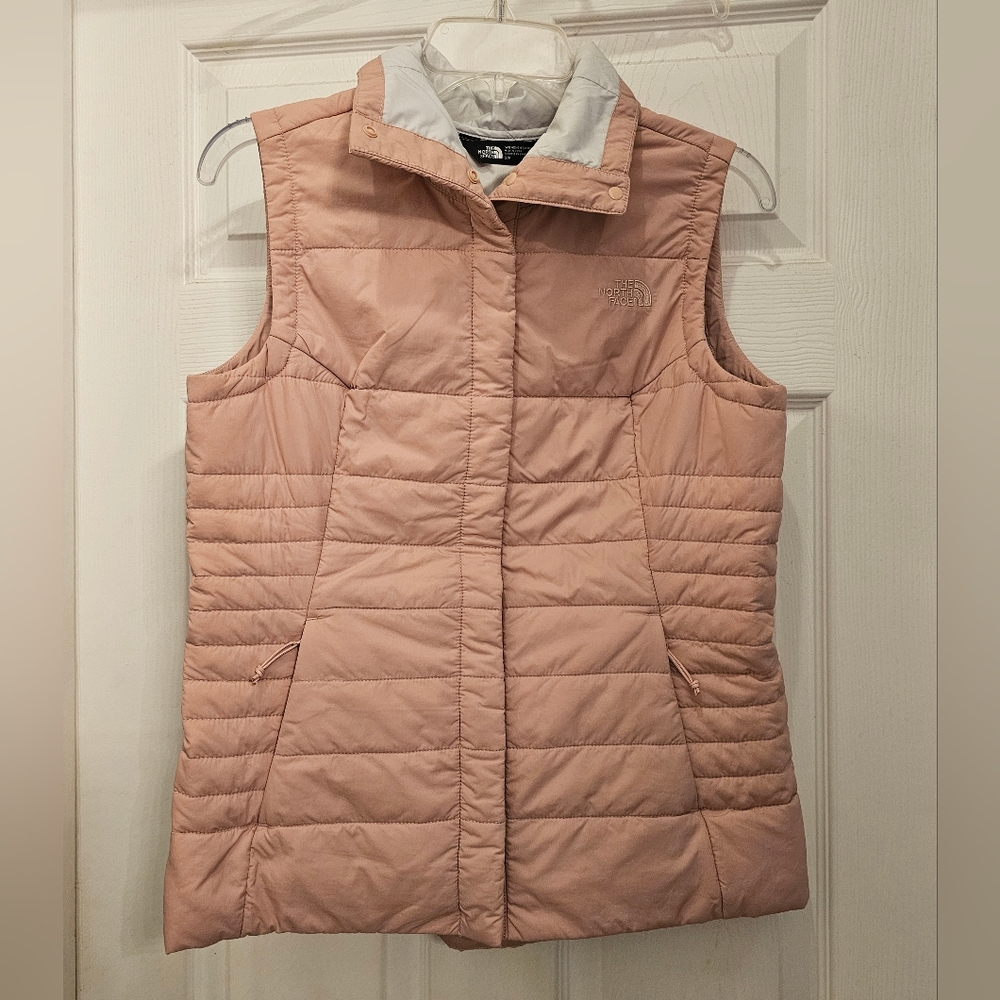 The North Face Pink Quilted Vest with High Collar